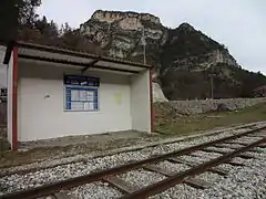 Halte de Rigaud-le-Cians sur la partie de la ligne située dans les Alpes-Maritimes.