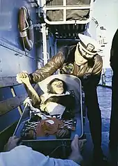 Le chimpanzé Ham après le retour sur Terre de la mission MR-2.