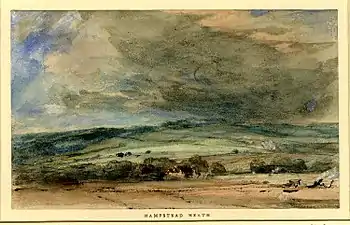 John Constable, Londres depuis Hampstead Heath sous une tempête (aquarelle), 1831.