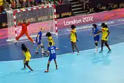 Match de handball féminin aux Jeux Olympiques de 2012.