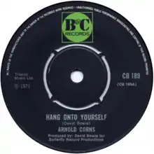 Description de l'image Hang On to Yourself by Arnold Corns UK vinyl 1971.png.