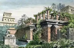 Les jardins suspendus de Babylone, série "Les sept merveilles du monde antique", 1886, Ferdinand Knab (de).