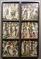 Hans Holbein l'Ancien, les six panneaux extérieurs du retable de la Passion grise, 1494-1500.