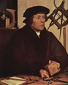 Hans Holbein, Nicolas Kretzer, 1528, tempera sur bois, 83 × 67 cm, Musée du Louvre