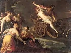Le rapt de Perséphone, Callirrhoé fait partie des témoins en premier plan.