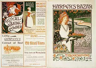La deuxième publicité en haut (au dos de la couverture) présente la belle chocolatière sur une publicité de Walter Baker and Co.