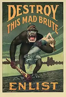 Destroy this mad brute: Enlist — Affiche de recrutement américaine (Harry R. Hopps, 1917)