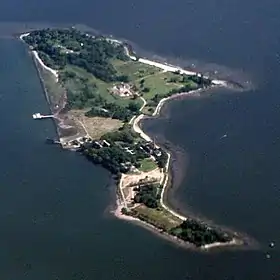 Vue aérienne de Hart Island en 2012