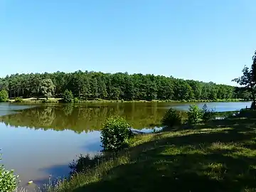 L'étang du Coucou, entre Nailhac (au second plan) et Hautefort.