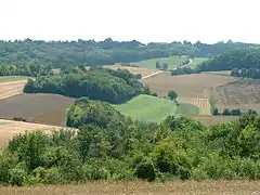 Vue du vallon des Parquets depuis le plateau surplombant le château de Thoix.