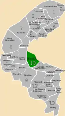 La dixième circonscription en 1967.