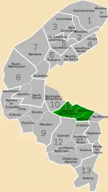 La onzième circonscription en 1967.