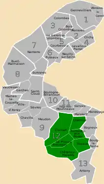 La douzième circonscription en 1967.