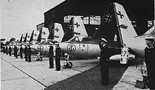 Réception des premiers Hawker Sea Hawk du MFG-1 sur la base aérienne de Schleswig-Jagel en août 1958.
