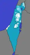 Aire de diffusion de l'hébreu en Israël.