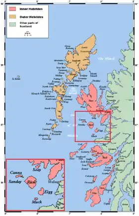 Carte des îles Small au sen des îles Hébrides.