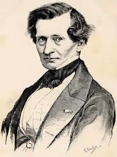 Portrait dessiné de Berlioz en buste de trois quart vers la gauche