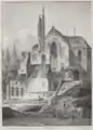 La basilique du Saint-Sang selon une lithographie de Prosper de la Barrière (1823).