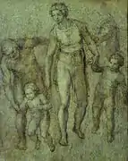 Michel-Ange, La Sainte Famille avec Saint-Jean-Baptiste, 1540.