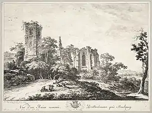 Jean-Daniel Heimlich, Vue de l'abbaye en ruine de Truttenhausen (1775).