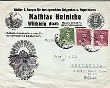 Enveloppe de Mathias Heinicke pour sa correspondance vers 1931