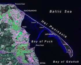 Cordon et marais de la péninsule de Hel dans la baie de Puck, en Poméranie
