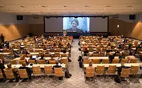 Helen Clark, 8ème Administrateur du Programme des Nations Unies pour le Développement (PNUD) a félicité la Journée mondiale des ONG, Finlande 2014.