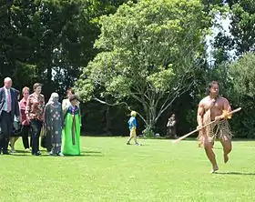 Helen Clark lors d'une cérémonie māori à Auckland, le 6 février 2006.