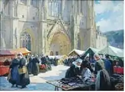 Jour de marché à Quimper place Saint-CorentinHenri Alphonse Barnoin (1882-1940)Collection privée, vente 2005