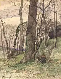 Henri Harpignies, Paysage arboré animé.