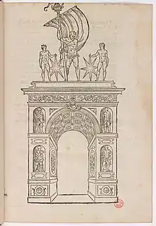 Dessin de l'arc de triomphe réalisé pour l'entrée royale de Henri II.