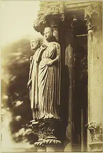 Grandes statues sur le porche nord, cathédrale de Chartres (1852).