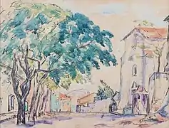 Gassin, la place de l’Église par Henri Maguin