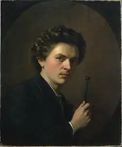 Autoportrait avec un appui-main (vers 1863),Cleveland Museum of Art.