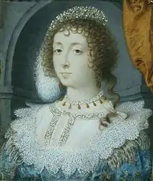 Henriette-Marie de France, reine consort d'Angleterre, miniature de John Hoskins