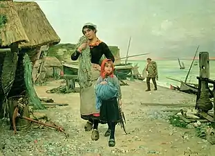 Fisherfolk Returning with their Nets Étretat (1882)