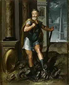 Le roi Henri IV en Hercule terrassant l'Hydre de lerne, c'est-à-dire la ligue catholique.