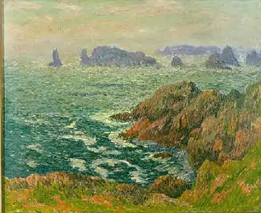 Henry Moret : L'Île d'Ouessant, la chaussée Keller (1897, musée Lambinet, Versailles).