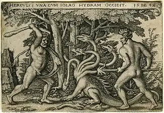 2. Série Les travaux d'Hercule : Il abat l'hydre de Lerne, 7/12, 1545, cat. Bartsch 102.