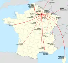 Carte de France des lieux d'origine des joueurs.