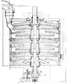 Plan d'un four de Herreshoff utilisé pour le grillage de chalcopyrite.