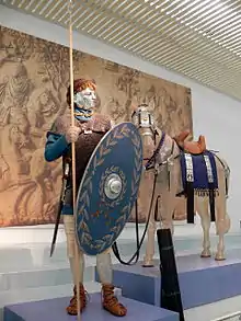 Reconstitution d'un cavalier romain au Musée du Valkhof à Nimègue (Pays-Bas).