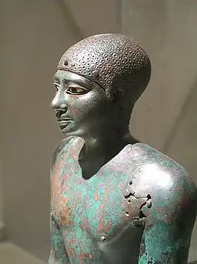 Pépi Ier. VIe dynastie (2350-2200). Cuivre martelé, faïence et pierre. Ancien EmpireMusée du Caire