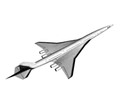 Image de synthèse représentant un projet d'avion supersonique de la NASA, avec un schéma presque identique à celui du Boeing 2707.