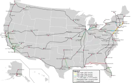 Lignes à grande vitesse aux États-Unis.