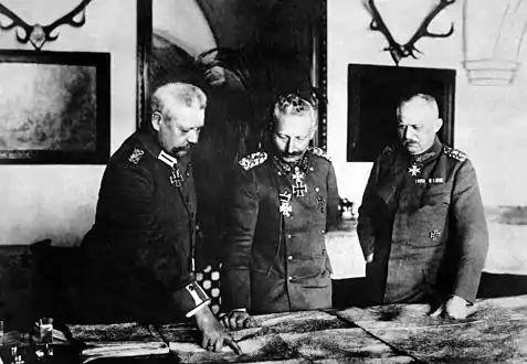 Hindenburg, Guillaume II et Ludendorff, 1917.