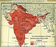 1909 : Pourcentage d'hindous.