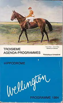 Prince Rose, peint par l'artiste Bob Demuyser - Programme des courses de juillet-août 1984.