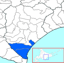 Carte bicolore montrant l'emplacement du district de Hiroo.