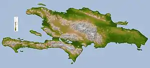 Carte topographique d'Hispaniola.